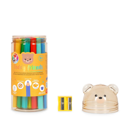 TEDDY FRIENDS - 24 CRAYONS COULEUR TAILLE- CRAY - TEDDY BEAR
