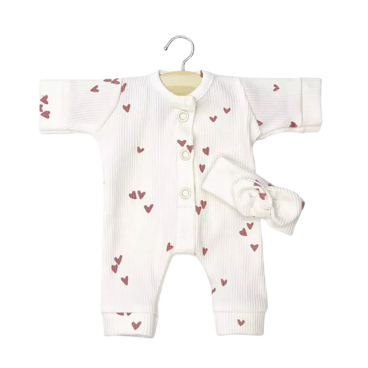 Babies - Combinaison Lili et son headband en maille côtelée Petits coeurs rose a