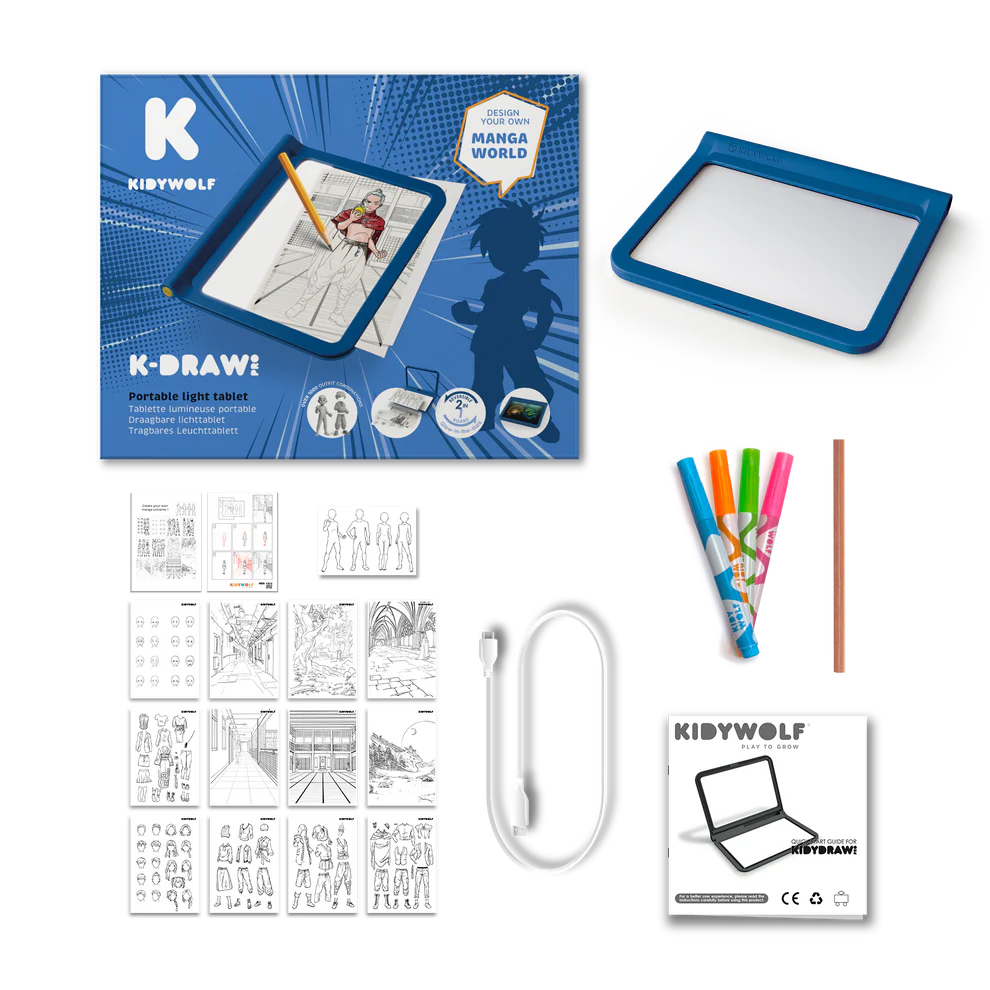 K-DRAW-PRO Tablette lumineuse nomade bleu Manga