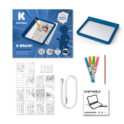K-DRAW-PRO Tablette lumineuse nomade bleu Manga