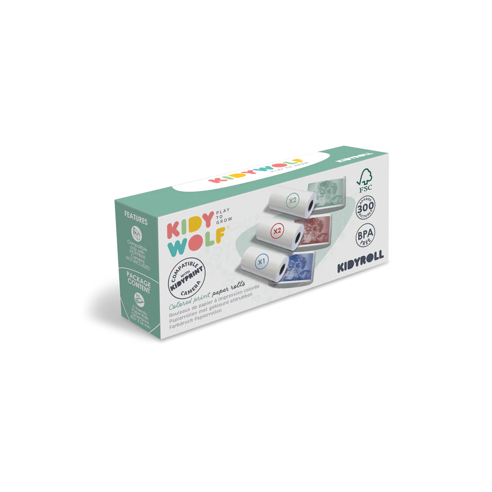 KIDYROLL 1 x 5 rouleaux de papier couleurs RRGGB pour KIDYPRINT