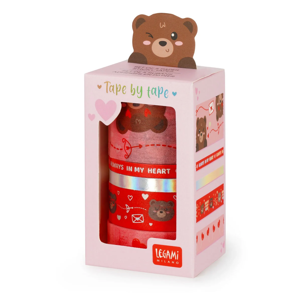 TAPE BY TAPE - 5 RUBANS ADHÉSIFS EN PAPIER - TEDDY BEAR