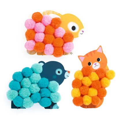 COLLAGES POMPONS - Animaux et ronds pompoms