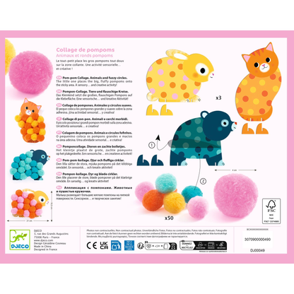 COLLAGES POMPONS - Animaux et ronds pompoms