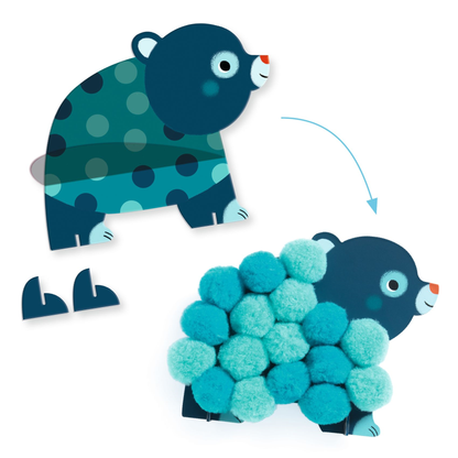 COLLAGES POMPONS - Animaux et ronds pompoms
