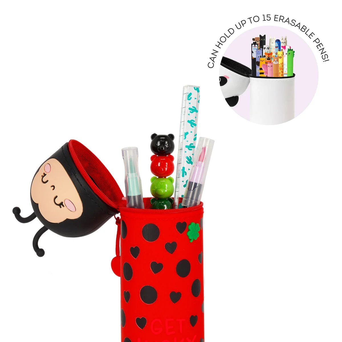 2-IN-1 SILICONE PENCIL CASE - KAWAII - LADYBUG