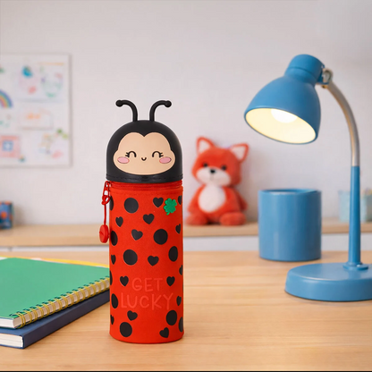 2-IN-1 SILICONE PENCIL CASE - KAWAII - LADYBUG