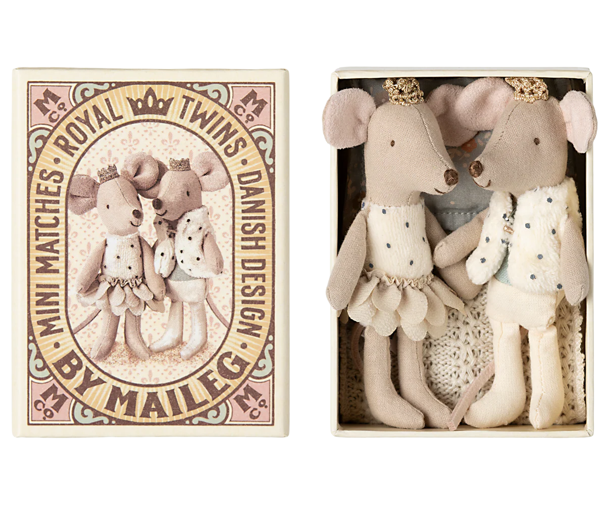 Jumeaux Royaux, Petit(e) sœur & frère souris dans leur boîte assortie