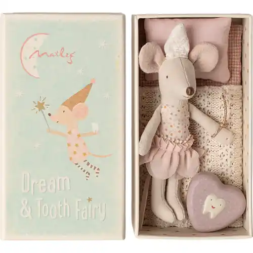 Souris Fée des dents, Petite sœur, dans sa boîte assortie