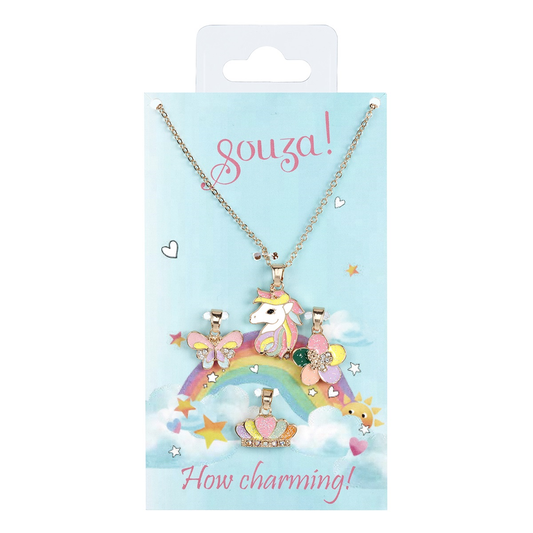 Coffret Cadeau Licorne, collier + 3 pendentifs