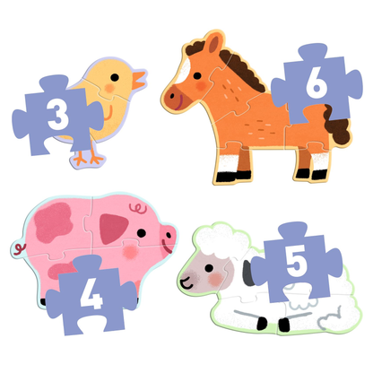 PUZZLE EVOLUTIF - Puzzles Primo - À la ferme 3, 4, 5 et 6 pièces