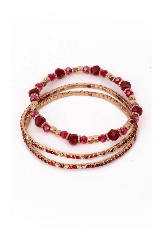 Boutique Ruby Red Bracelet Set (3 pcs)