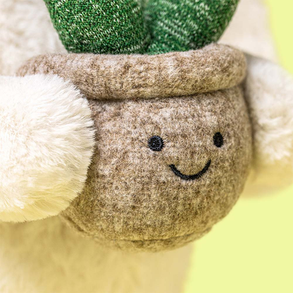 Cream Bunny with Plant - 31cm x 12cm x 9cm