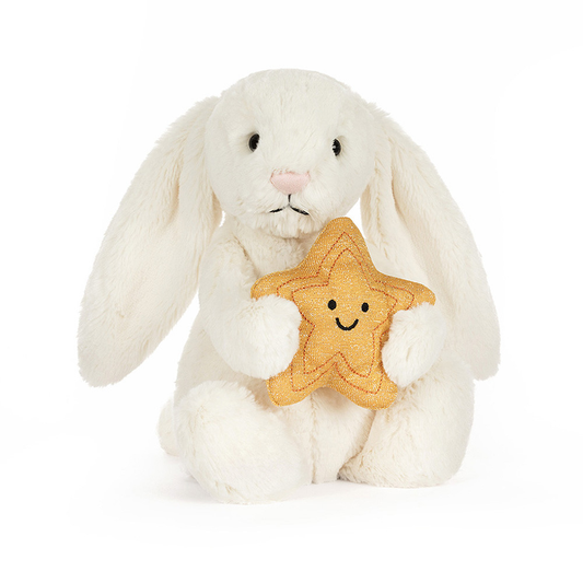 Cream Bunny with Star - 31cm x 12cm x 9cm