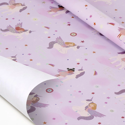 WRAPPING PAPER - PAPIER CADEAU - UNICORN - LILAC