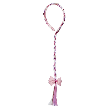 Bandeau Fay tresse et nœud rose