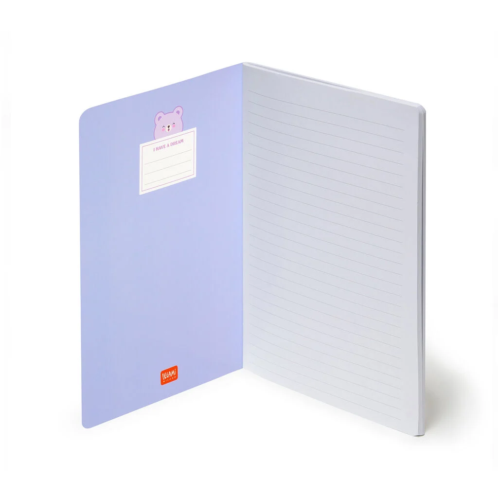 QUADERNO - CAHIER LIGNE' - TEDDY BEAR - LILAC - Format A5