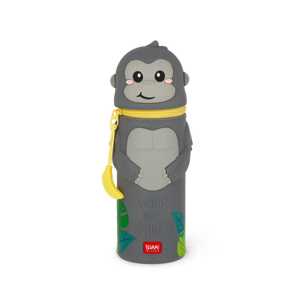 2-IN-1 SILICONE PENCIL CASE - KAWAII - GORILLA