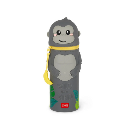 2-IN-1 SILICONE PENCIL CASE - KAWAII - GORILLA