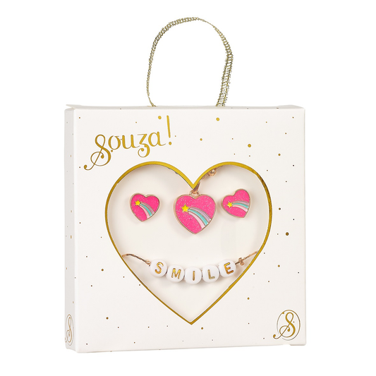 Coffret cadeau arc­en­ciel, collier +2 charms + bracelet