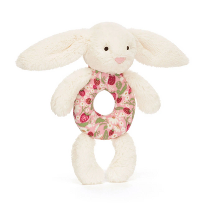 Blossom Cream Bunny 'Berry' Ring Rattle - 18cm x 8cm x 2cm
