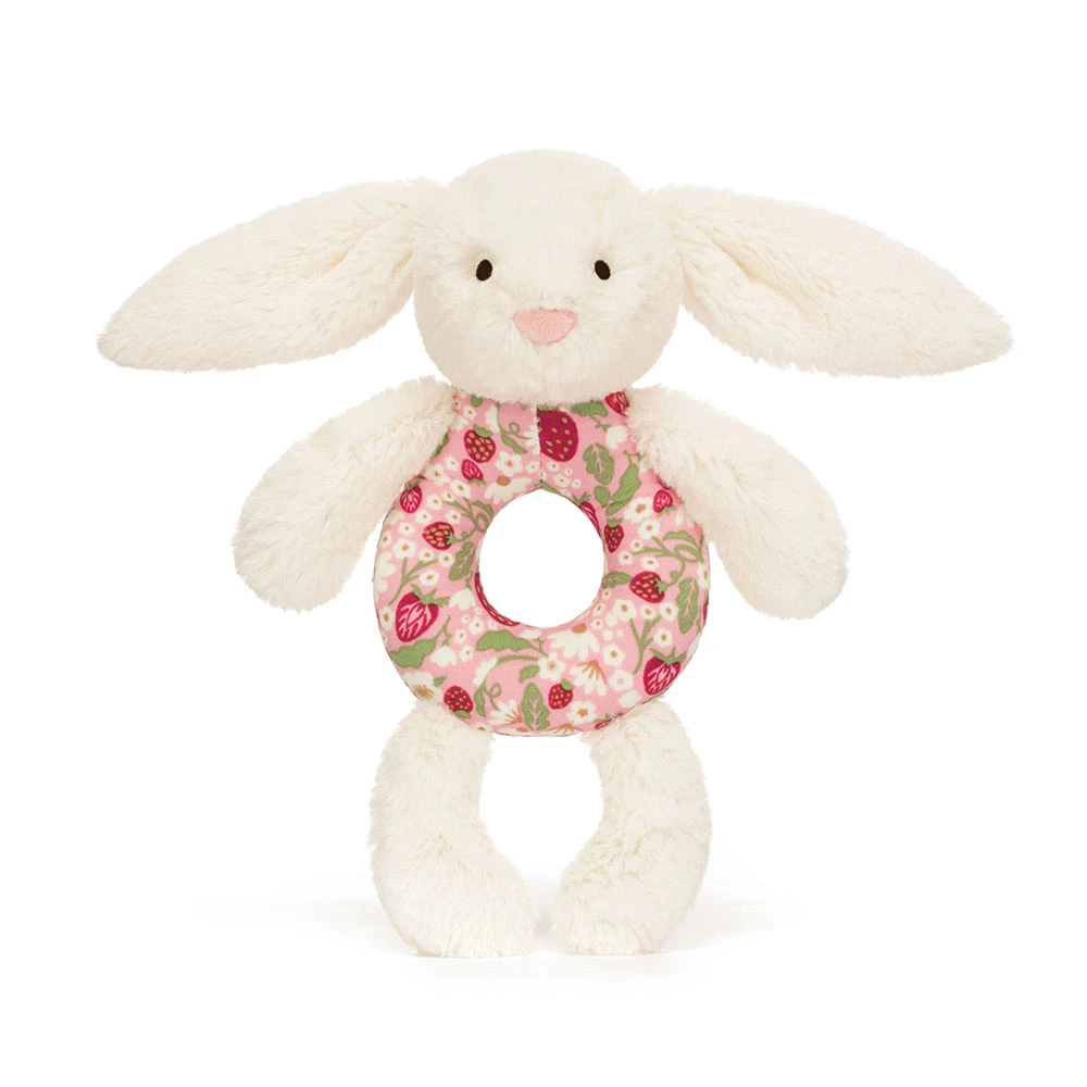 Blossom Cream Bunny 'Berry' Ring Rattle - 18cm x 8cm x 2cm