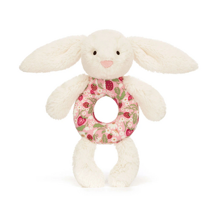 Blossom Cream Bunny 'Berry' Ring Rattle - 18cm x 8cm x 2cm