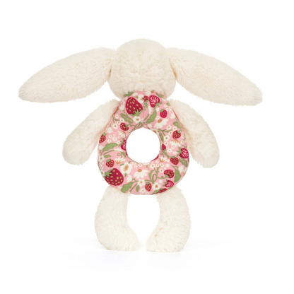Blossom Cream Bunny 'Berry' Ring Rattle - 18cm x 8cm x 2cm