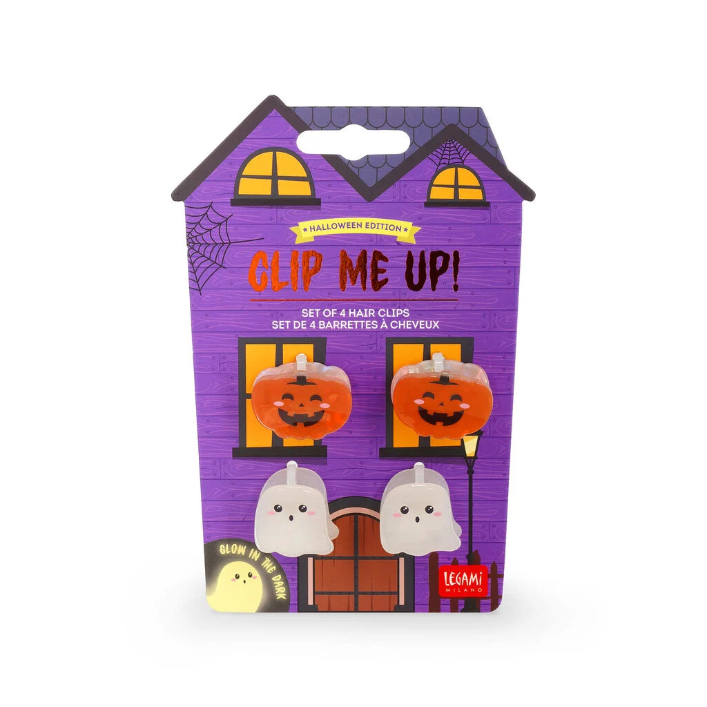 CLIP ME UP! - SET DE 4 MINI BARRETTES À CHEV - GHOST + PUMPKIN