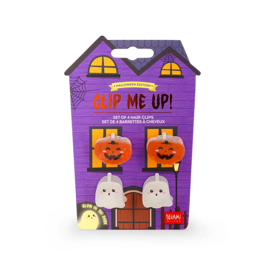 CLIP ME UP! - SET DE 4 MINI BARRETTES À CHEV - GHOST + PUMPKIN