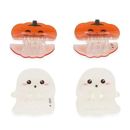 CLIP ME UP! - SET DE 4 MINI BARRETTES À CHEV - GHOST + PUMPKIN