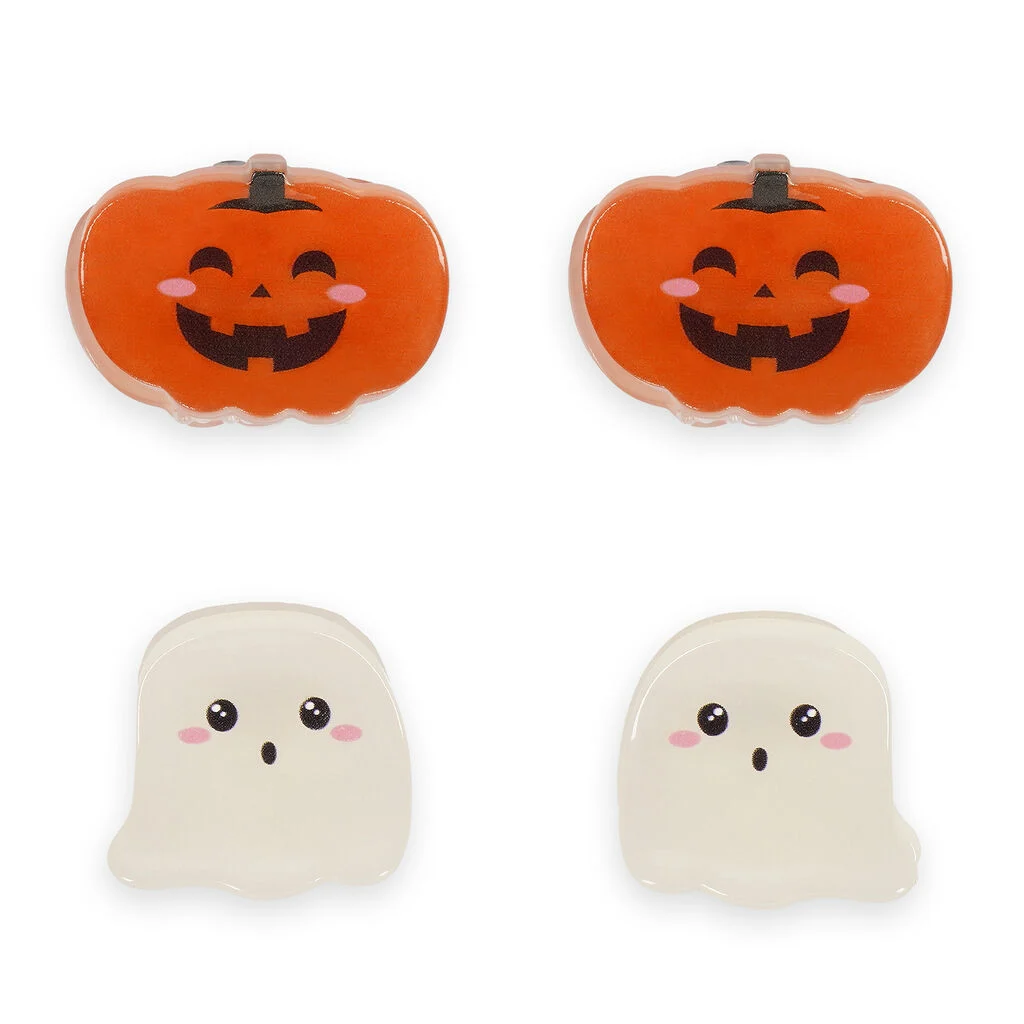 CLIP ME UP! - SET DE 4 MINI BARRETTES À CHEV - GHOST + PUMPKIN