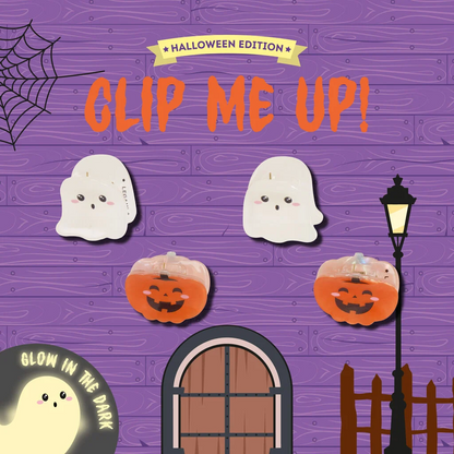 CLIP ME UP! - SET DE 4 MINI BARRETTES À CHEV - GHOST + PUMPKIN
