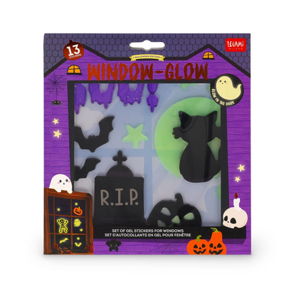 WINDOW-GLOW - BOO! - Set d'Autocollants en Gel pour Fenêtre - Windo-Glow
