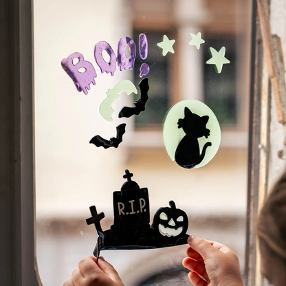 WINDOW-GLOW - BOO! - Set d'Autocollants en Gel pour Fenêtre - Windo-Glow