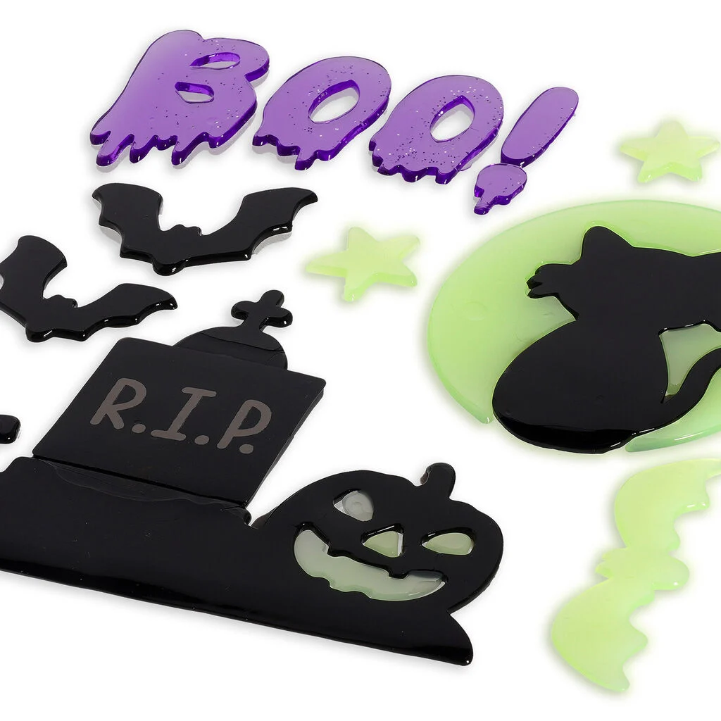 WINDOW-GLOW - BOO! - Set d'Autocollants en Gel pour Fenêtre - Windo-Glow