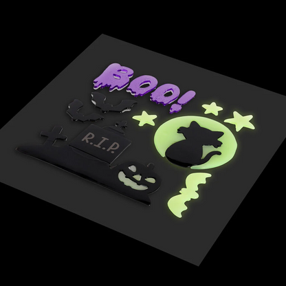 WINDOW-GLOW - BOO! - Set d'Autocollants en Gel pour Fenêtre - Windo-Glow