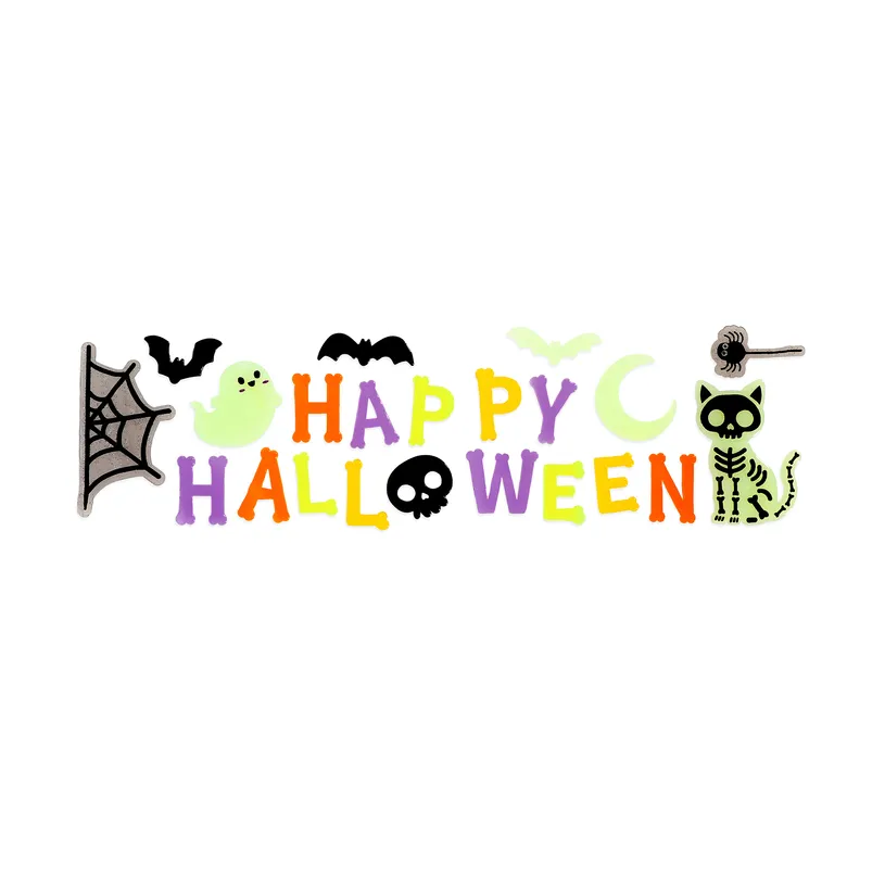 WINDOW-GLOW - HAPPY HALLOWEEN - Set d'Autocollants en Gel pour Fenêtre Large - H