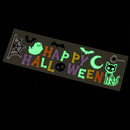 WINDOW-GLOW - HAPPY HALLOWEEN - Set d'Autocollants en Gel pour Fenêtre Large - H